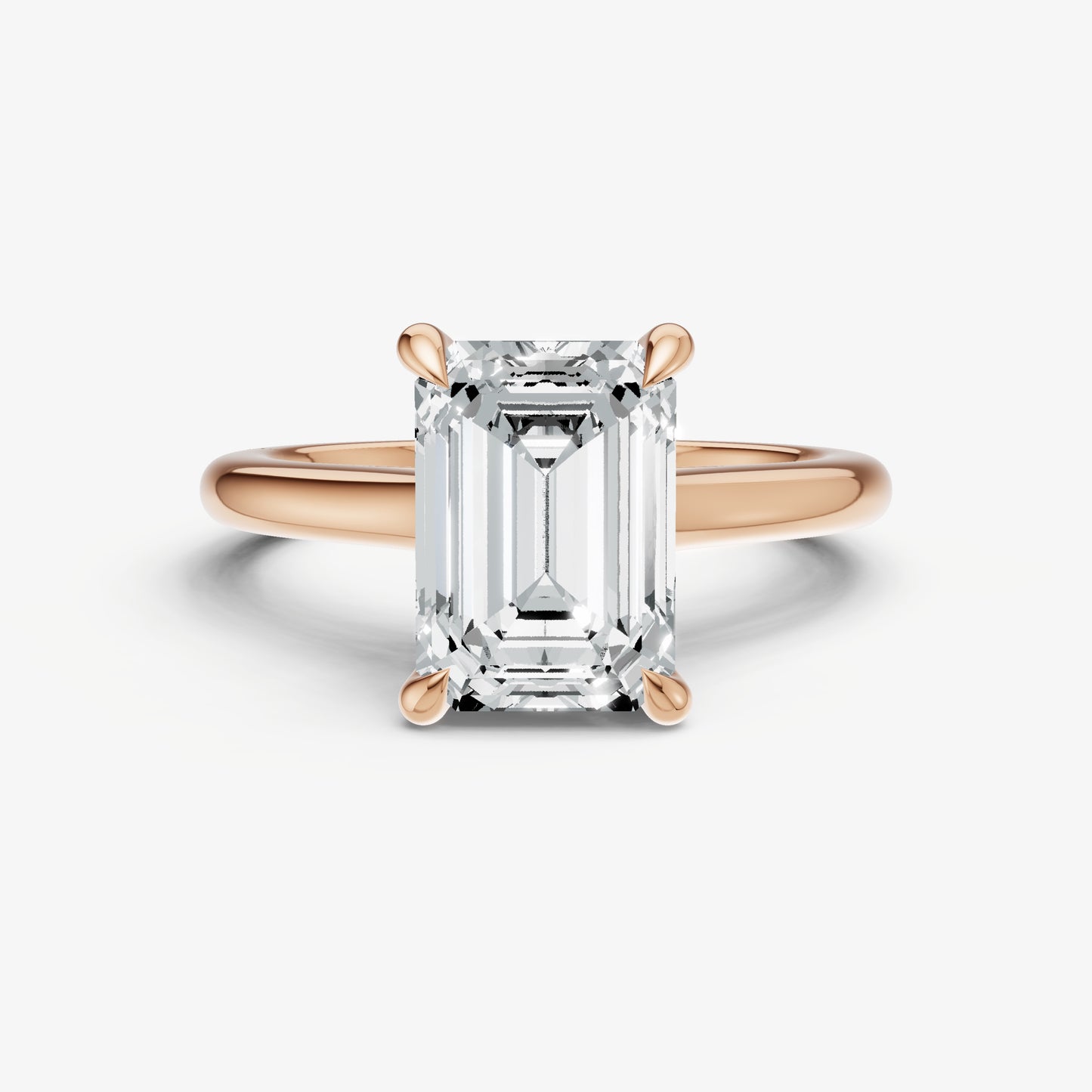 Emerald Cathedral Set Solitaire Engagement Ring with Hidden Halo