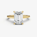 Emerald Cathedral Set Solitaire Engagement Ring with Hidden Halo