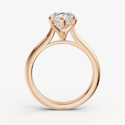 Marquise Cathedral Set Solitaire Engagement Ring with Hidden Halo