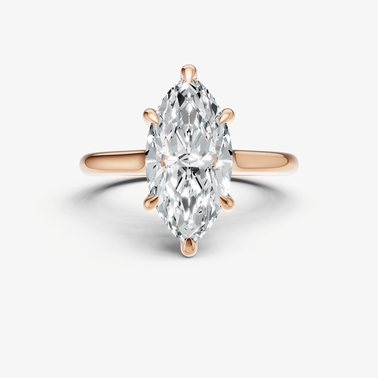 Marquise Cathedral Set Solitaire Engagement Ring with Hidden Halo