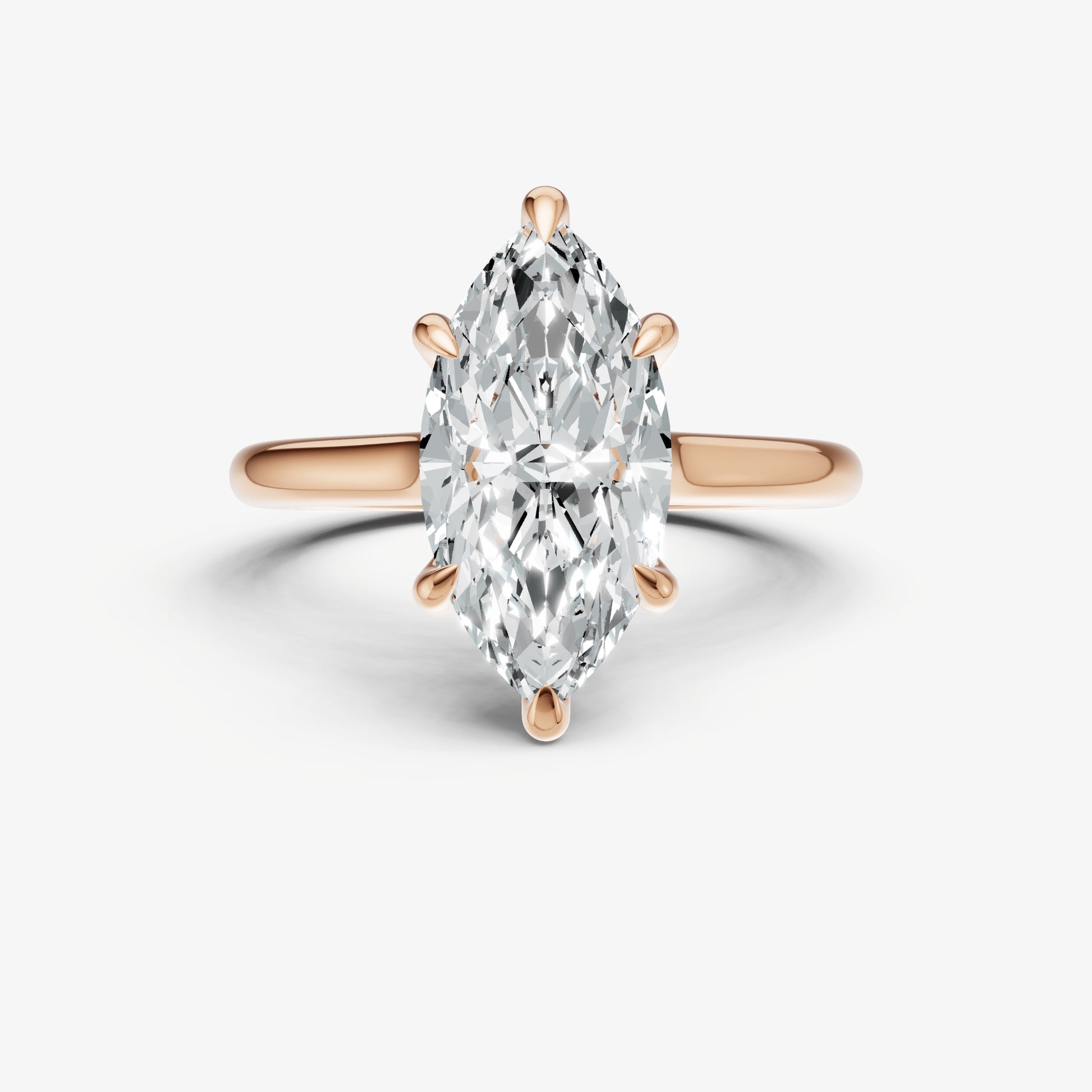Marquise Cathedral Set Solitaire Engagement Ring with Hidden Halo