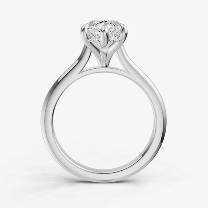 Marquise Cathedral Set Solitaire Engagement Ring with Hidden Halo
