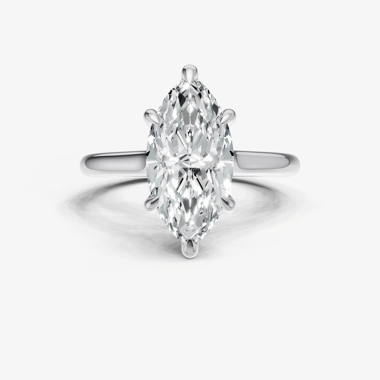 Marquise Cathedral Set Solitaire Engagement Ring with Hidden Halo