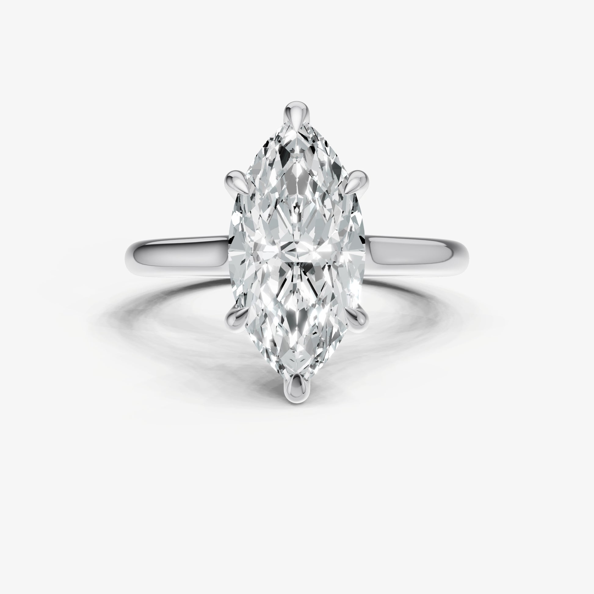 Marquise Cathedral Set Solitaire Engagement Ring with Hidden Halo