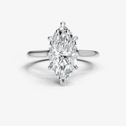 Marquise Cathedral Set Solitaire Engagement Ring with Hidden Halo