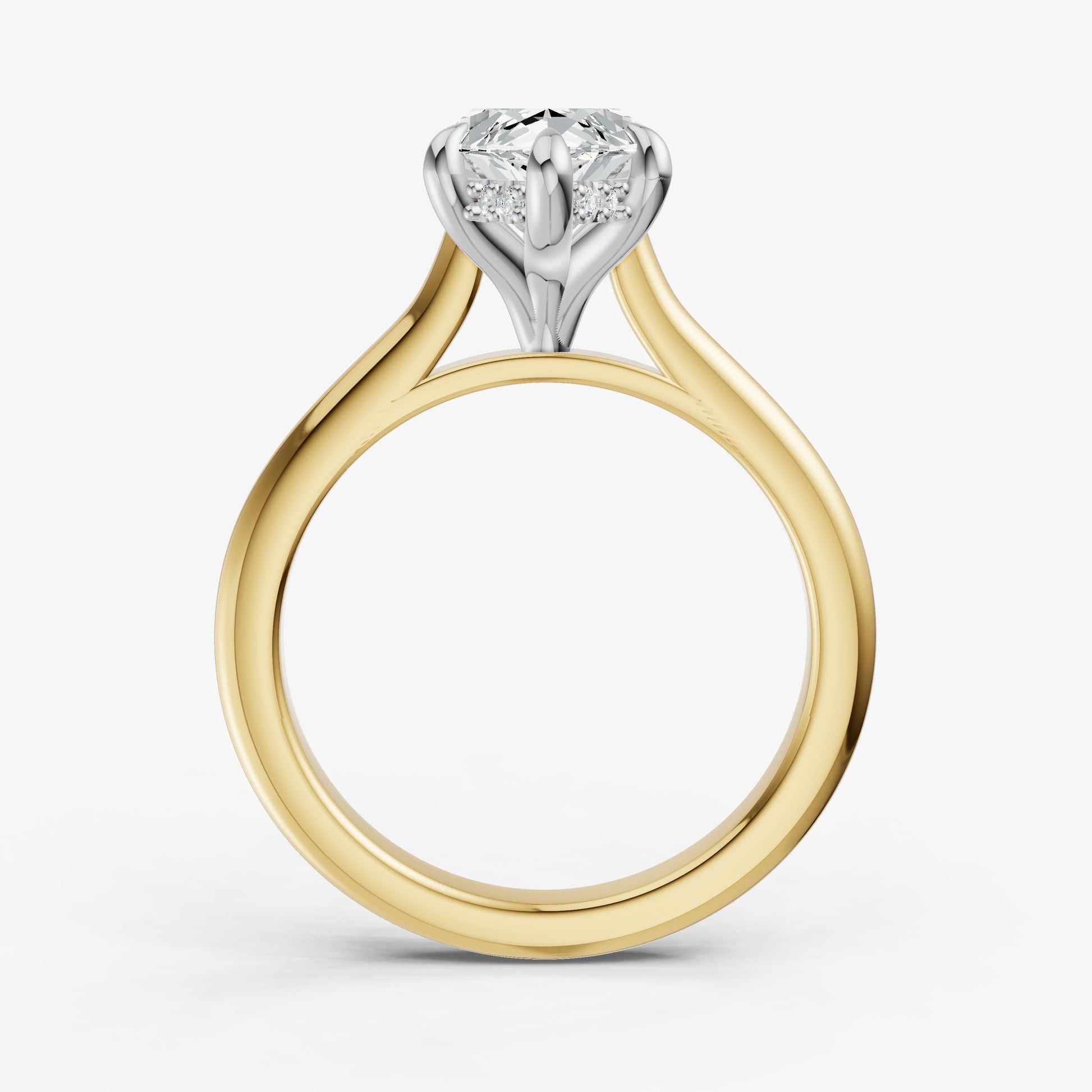 Marquise Cathedral Set Solitaire Engagement Ring with Hidden Halo