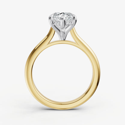 Marquise Cathedral Set Solitaire Engagement Ring with Hidden Halo
