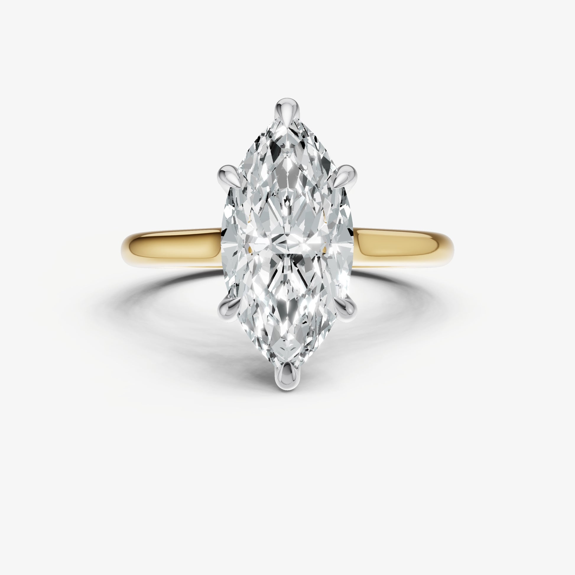 Marquise Cathedral Set Solitaire Engagement Ring with Hidden Halo