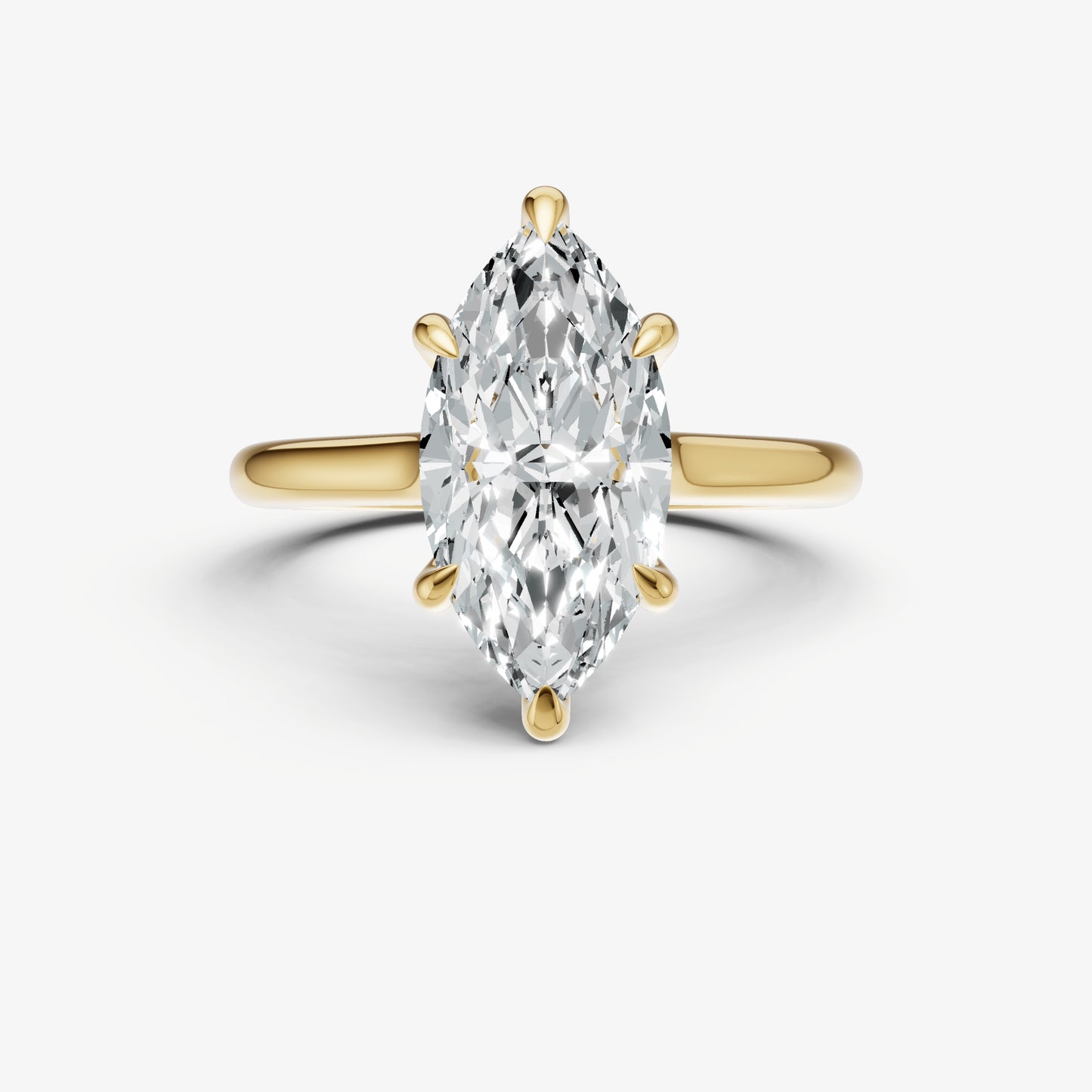 Marquise Cathedral Set Solitaire Engagement Ring with Hidden Halo