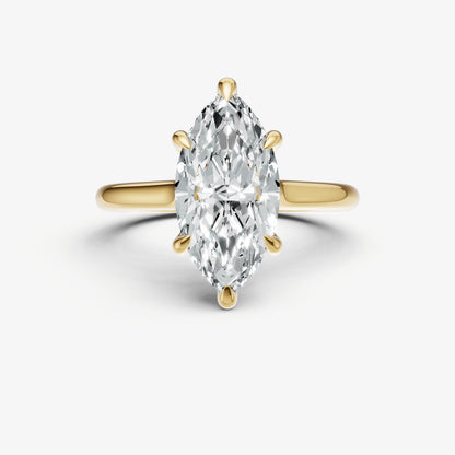 Marquise Cathedral Set Solitaire Engagement Ring with Hidden Halo