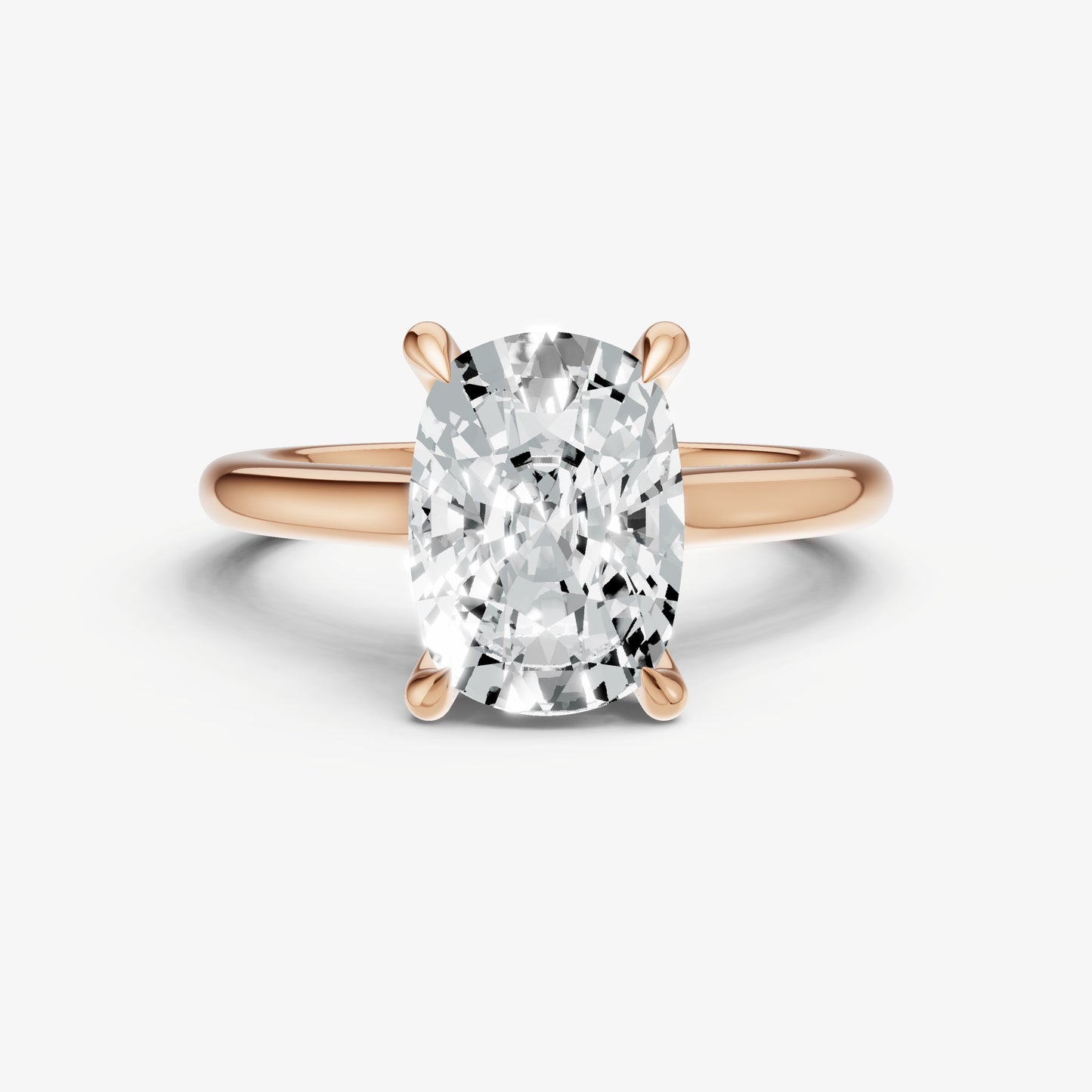 Old Miner Cathedral Set Solitaire Engagement Ring with Hidden Halo