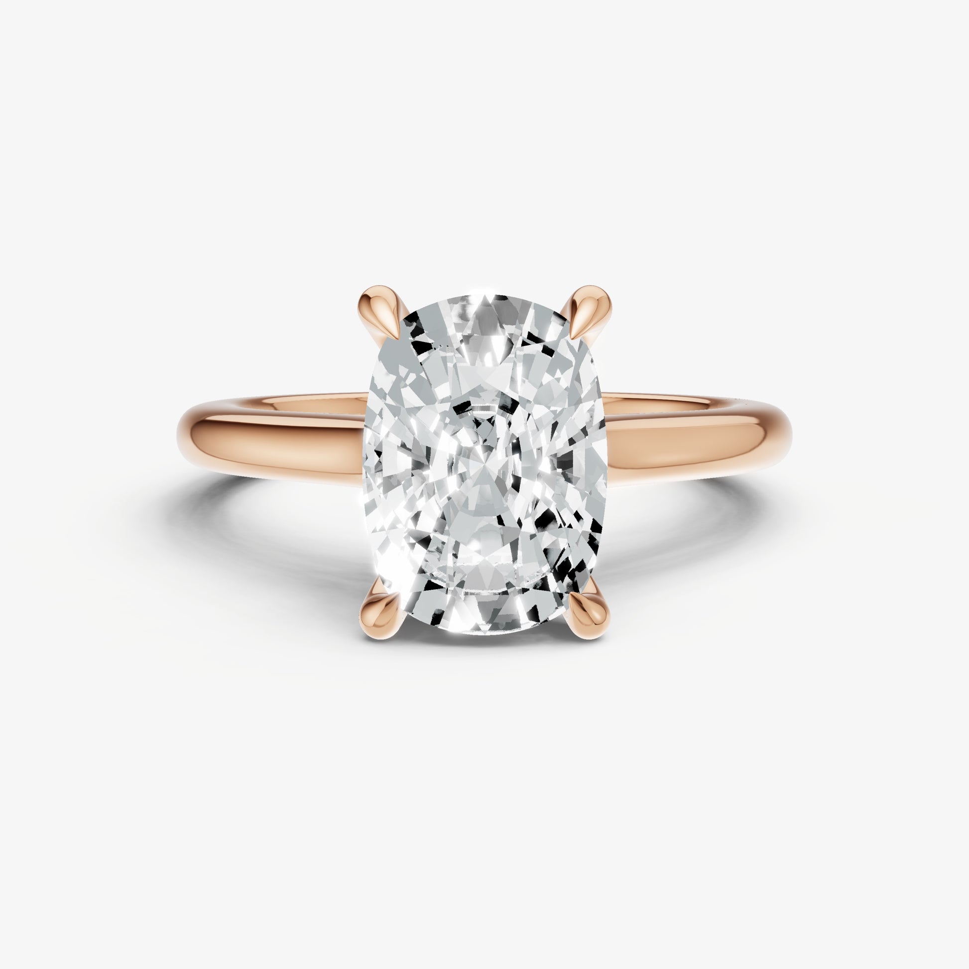 Old Miner Cathedral Set Solitaire Engagement Ring with Hidden Halo