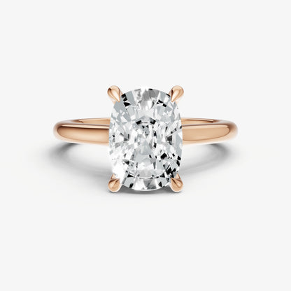 Old Miner Cathedral Set Solitaire Engagement Ring with Hidden Halo