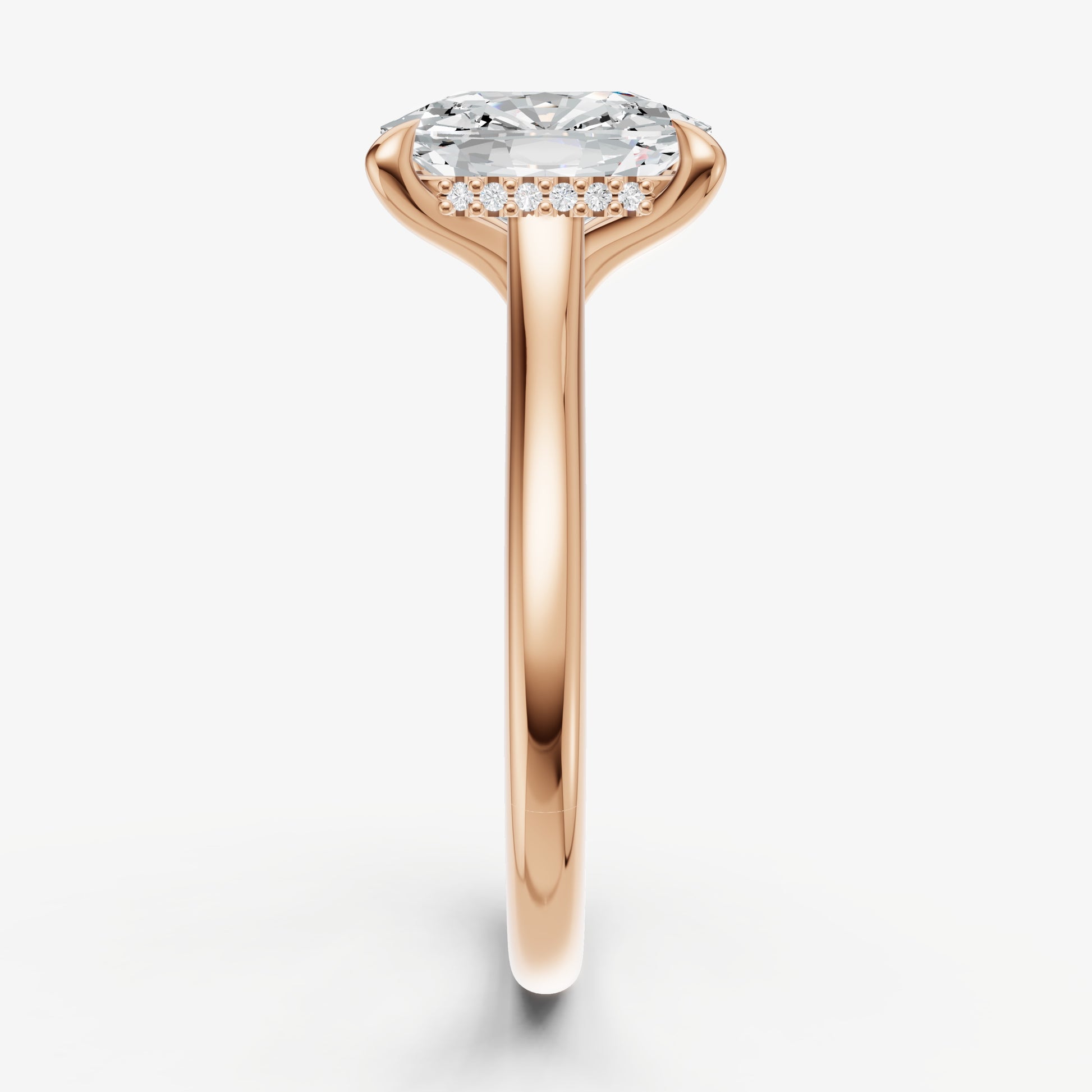 Old Miner Cathedral Set Solitaire Engagement Ring with Hidden Halo