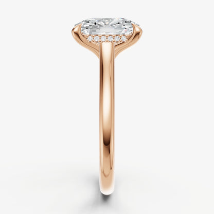 Old Miner Cathedral Set Solitaire Engagement Ring with Hidden Halo