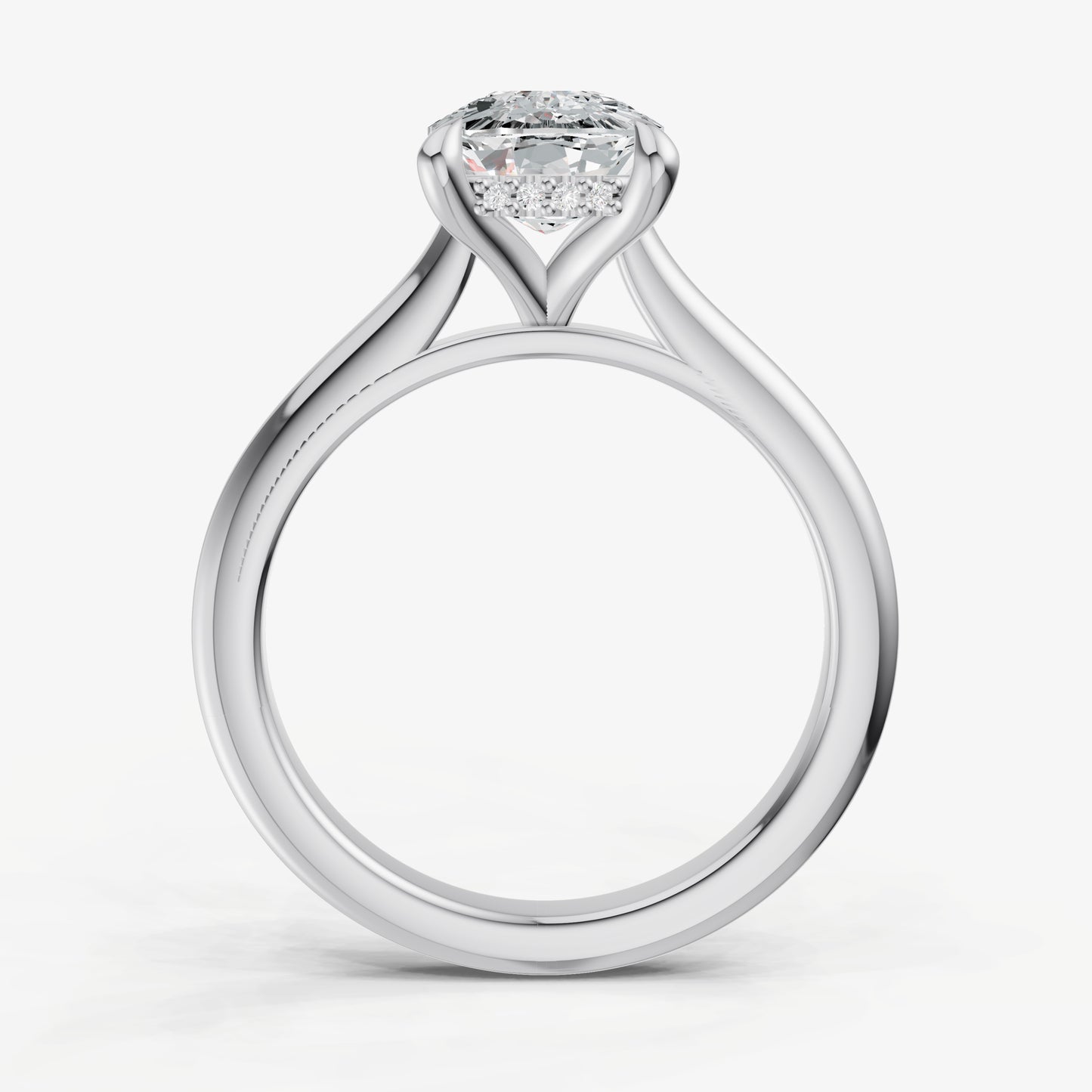 Old Miner Cathedral Set Solitaire Engagement Ring with Hidden Halo