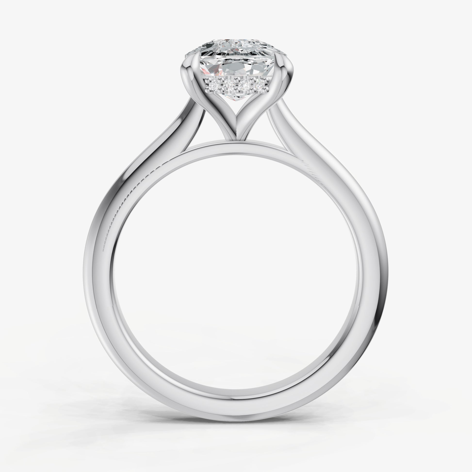 Old Miner Cathedral Set Solitaire Engagement Ring with Hidden Halo