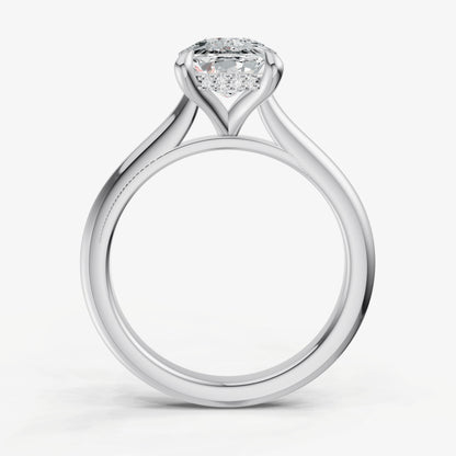 Old Miner Cathedral Set Solitaire Engagement Ring with Hidden Halo