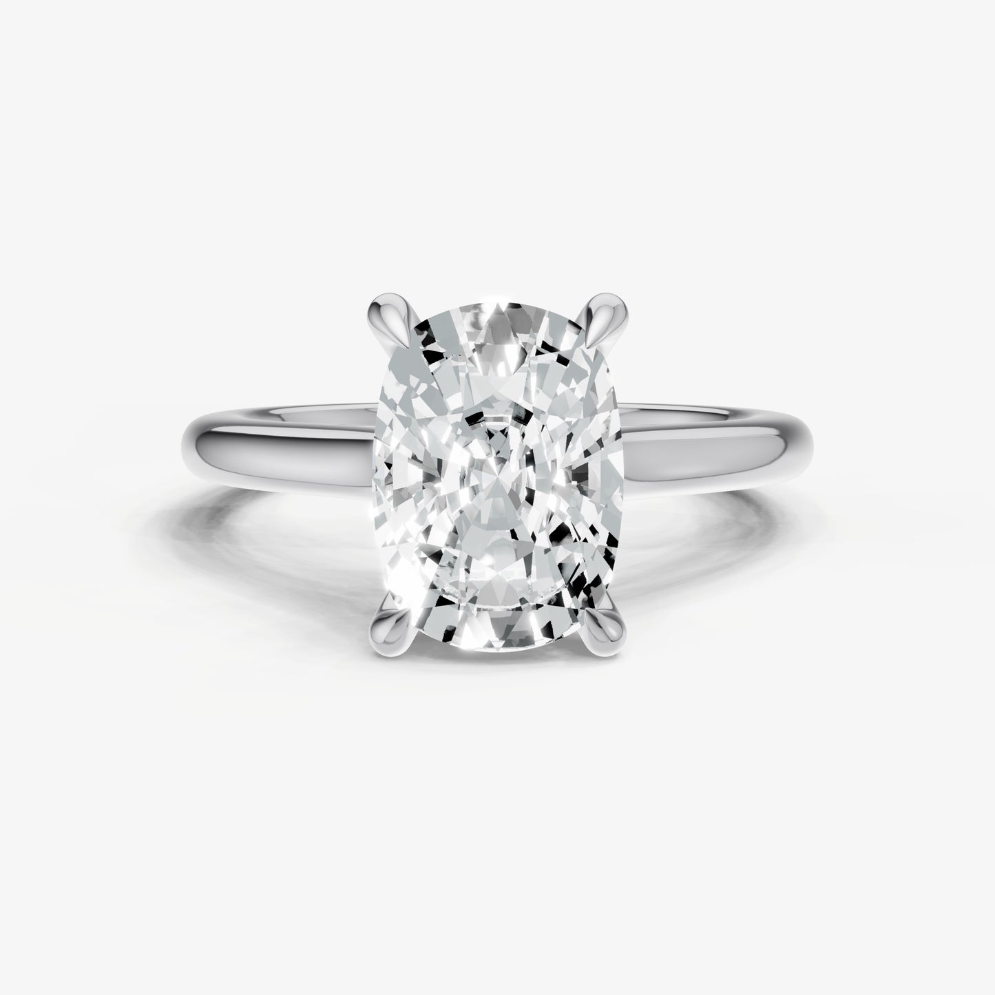 Old Miner Cathedral Set Solitaire Engagement Ring with Hidden Halo
