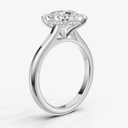 Old Miner Cathedral Set Solitaire Engagement Ring with Hidden Halo