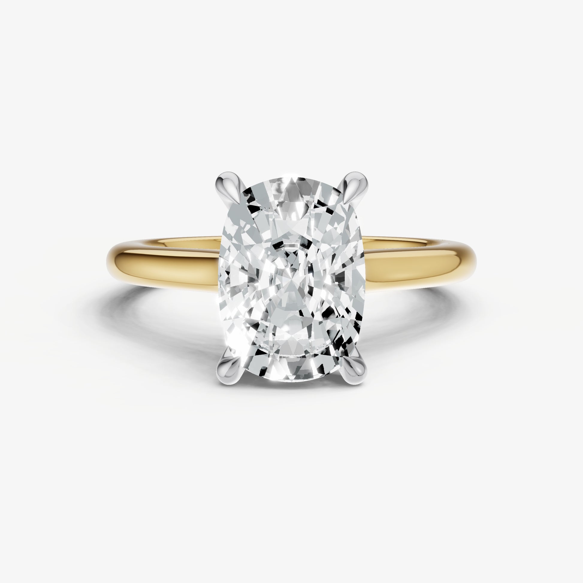 Old Miner Cathedral Set Solitaire Engagement Ring with Hidden Halo