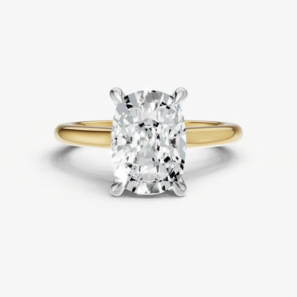 Old Miner Cathedral Set Solitaire Engagement Ring with Hidden Halo