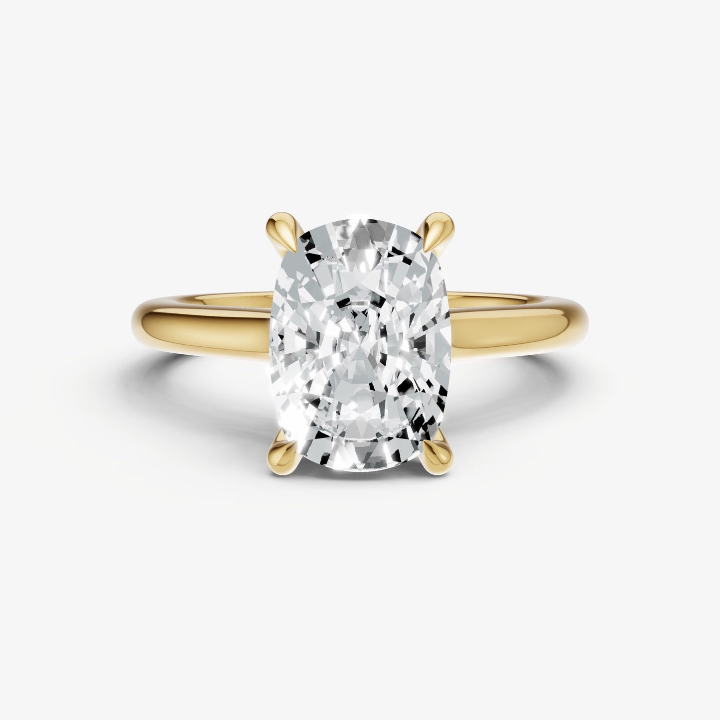 Old Miner Cathedral Set Solitaire Engagement Ring with Hidden Halo