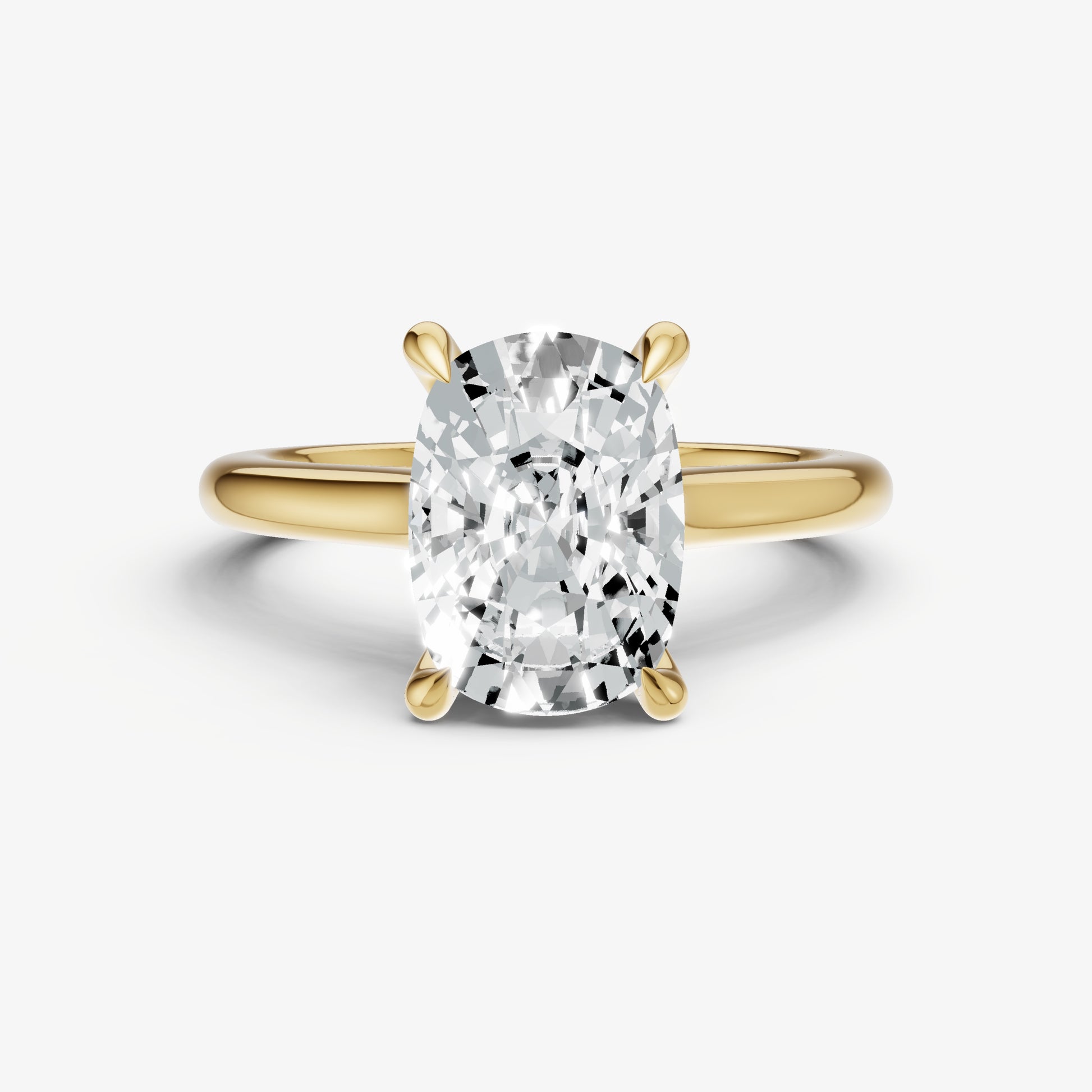 Old Miner Cathedral Set Solitaire Engagement Ring with Hidden Halo