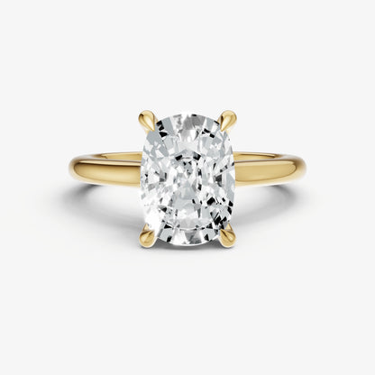 Old Miner Cathedral Set Solitaire Engagement Ring with Hidden Halo