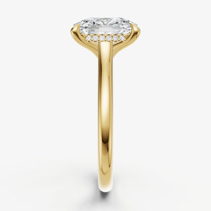 Old Miner Cathedral Set Solitaire Engagement Ring with Hidden Halo