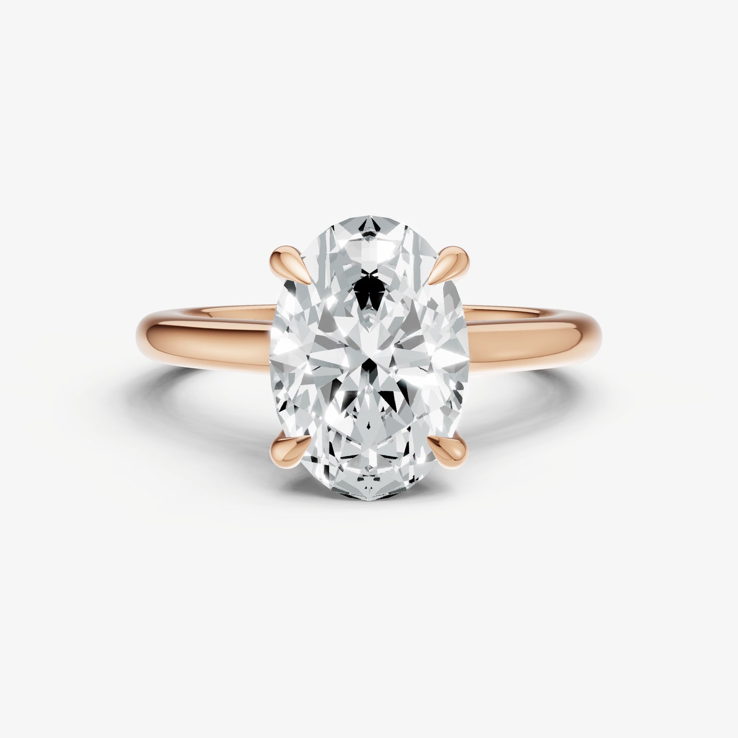 Oval Cathedral Set Solitaire Engagement Ring with Hidden Halo