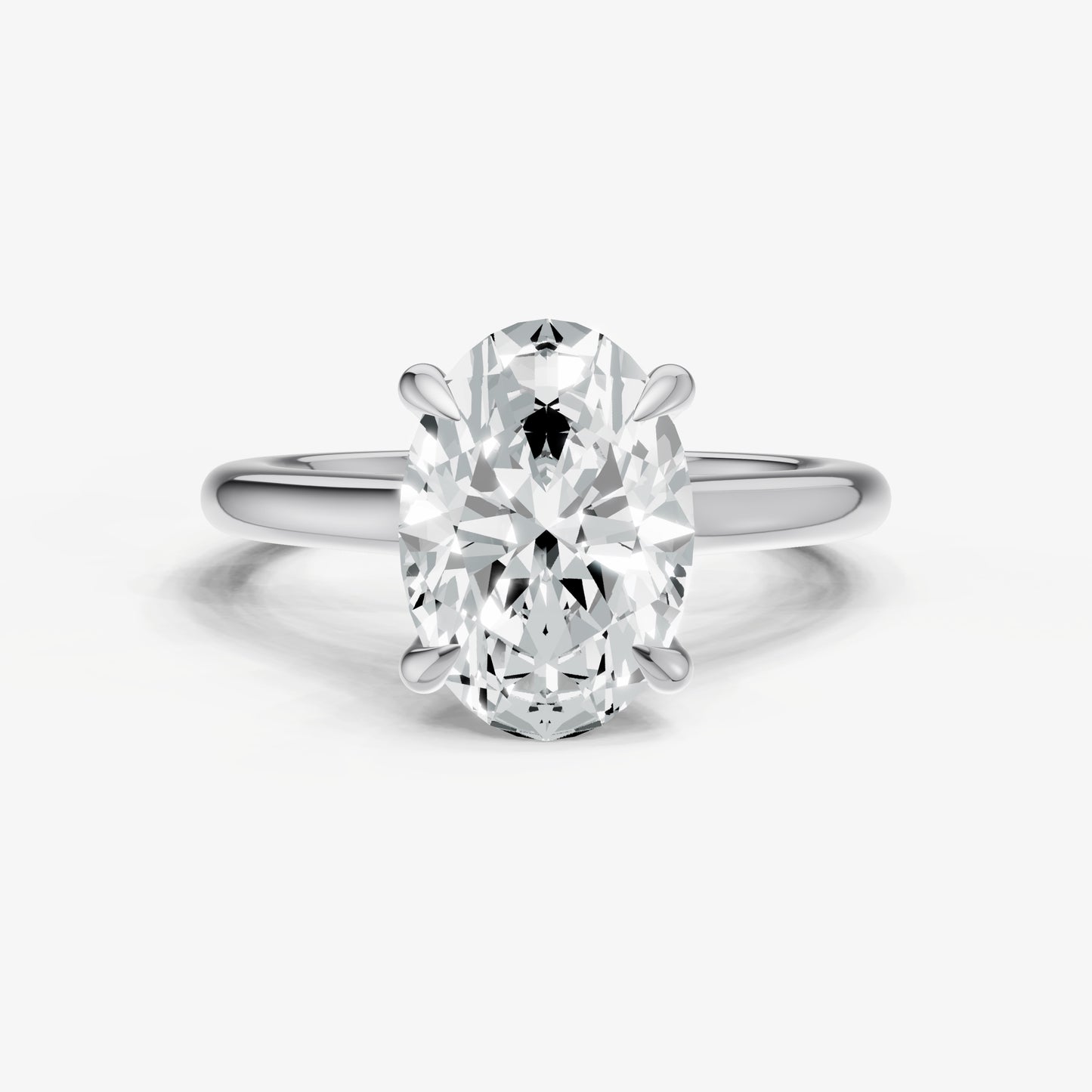 Oval Cathedral Set Solitaire Engagement Ring with Hidden Halo