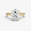 Oval Cathedral Set Solitaire Engagement Ring with Hidden Halo