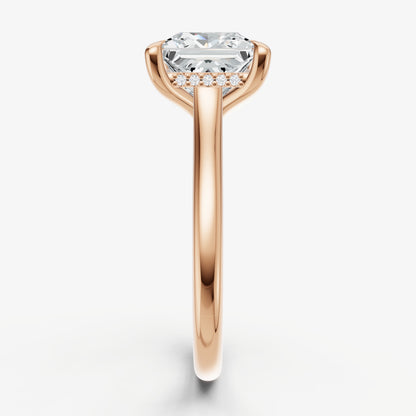 Princess Cathedral Set Solitaire Engagement Ring with Hidden Halo