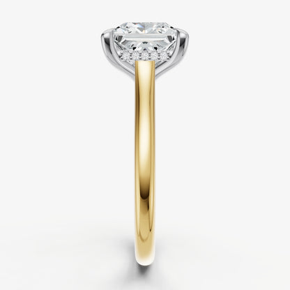 Princess Cathedral Set Solitaire Engagement Ring with Hidden Halo