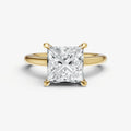 Princess Cathedral Set Solitaire Engagement Ring with Hidden Halo