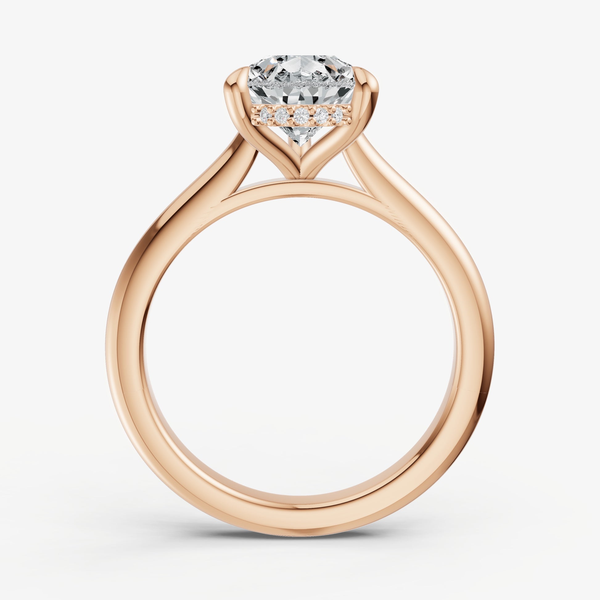 Pear Cathedral Set Solitaire Engagement Ring with Hidden Halo