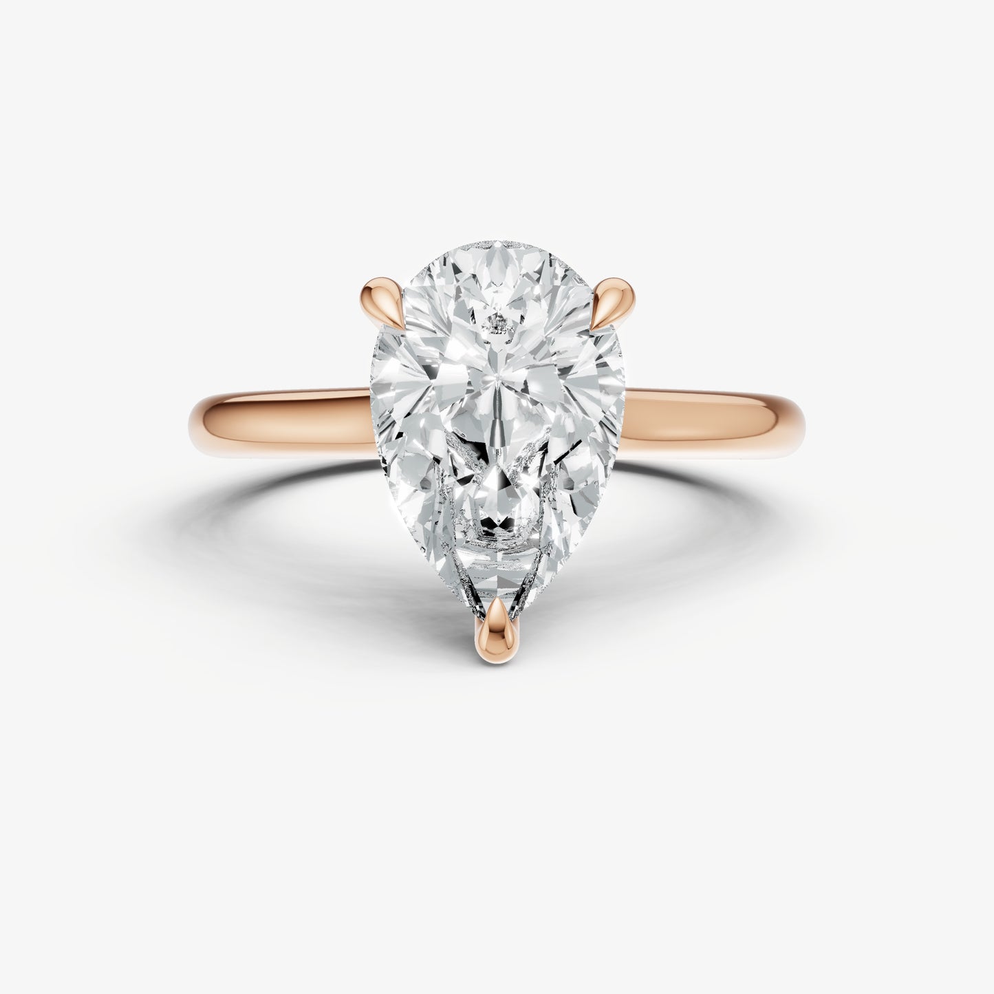 Pear Cathedral Set Solitaire Engagement Ring with Hidden Halo