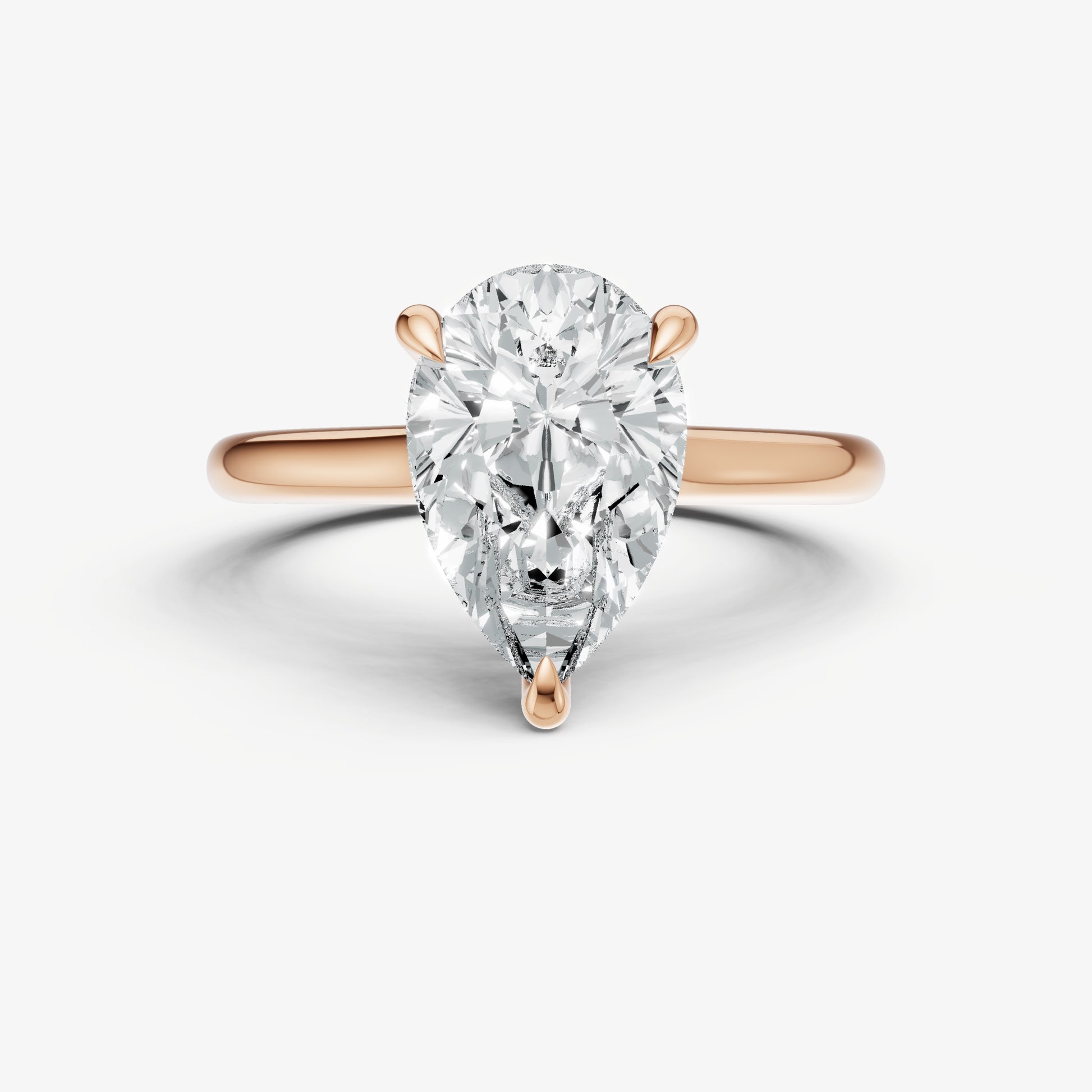 Pear Cathedral Set Solitaire Engagement Ring with Hidden Halo