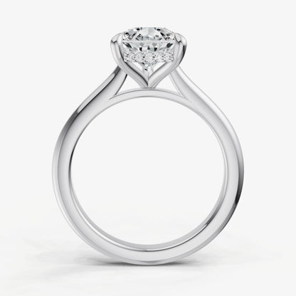 Pear Cathedral Set Solitaire Engagement Ring with Hidden Halo