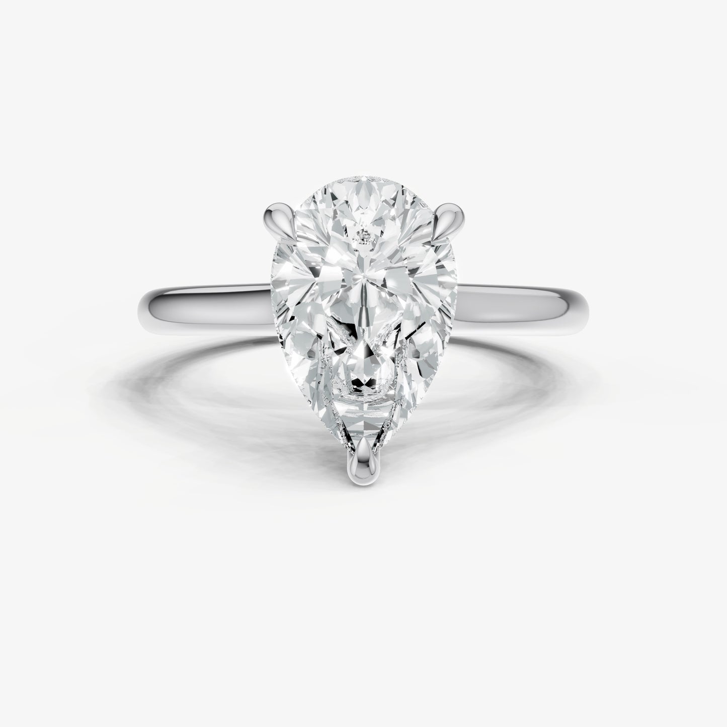 Pear Cathedral Set Solitaire Engagement Ring with Hidden Halo