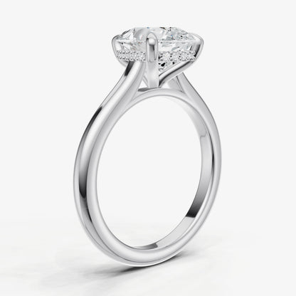 Pear Cathedral Set Solitaire Engagement Ring with Hidden Halo