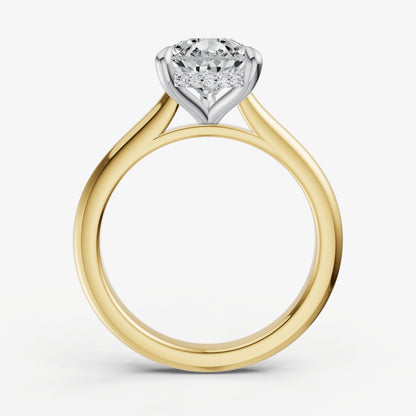 Pear Cathedral Set Solitaire Engagement Ring with Hidden Halo
