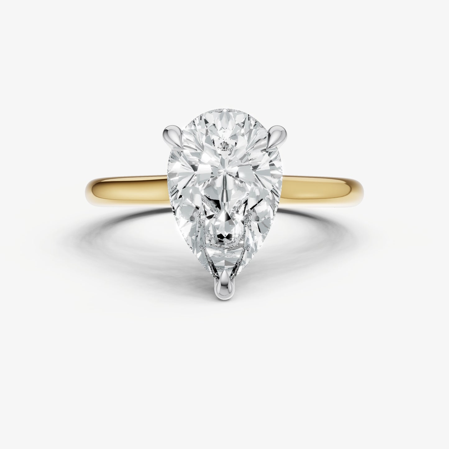 Pear Cathedral Set Solitaire Engagement Ring with Hidden Halo