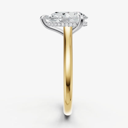 Pear Cathedral Set Solitaire Engagement Ring with Hidden Halo