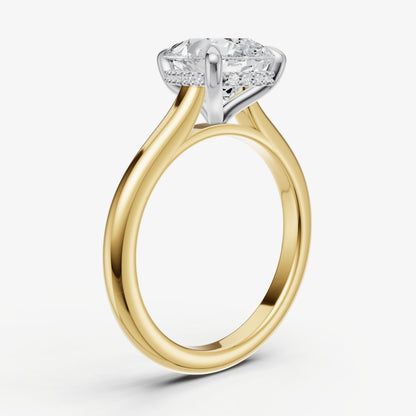 Pear Cathedral Set Solitaire Engagement Ring with Hidden Halo