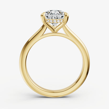 Pear Cathedral Set Solitaire Engagement Ring with Hidden Halo