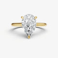 Pear Cathedral Set Solitaire Engagement Ring with Hidden Halo