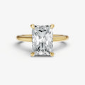 Radiant Cathedral Set Solitaire Engagement Ring with Hidden Halo