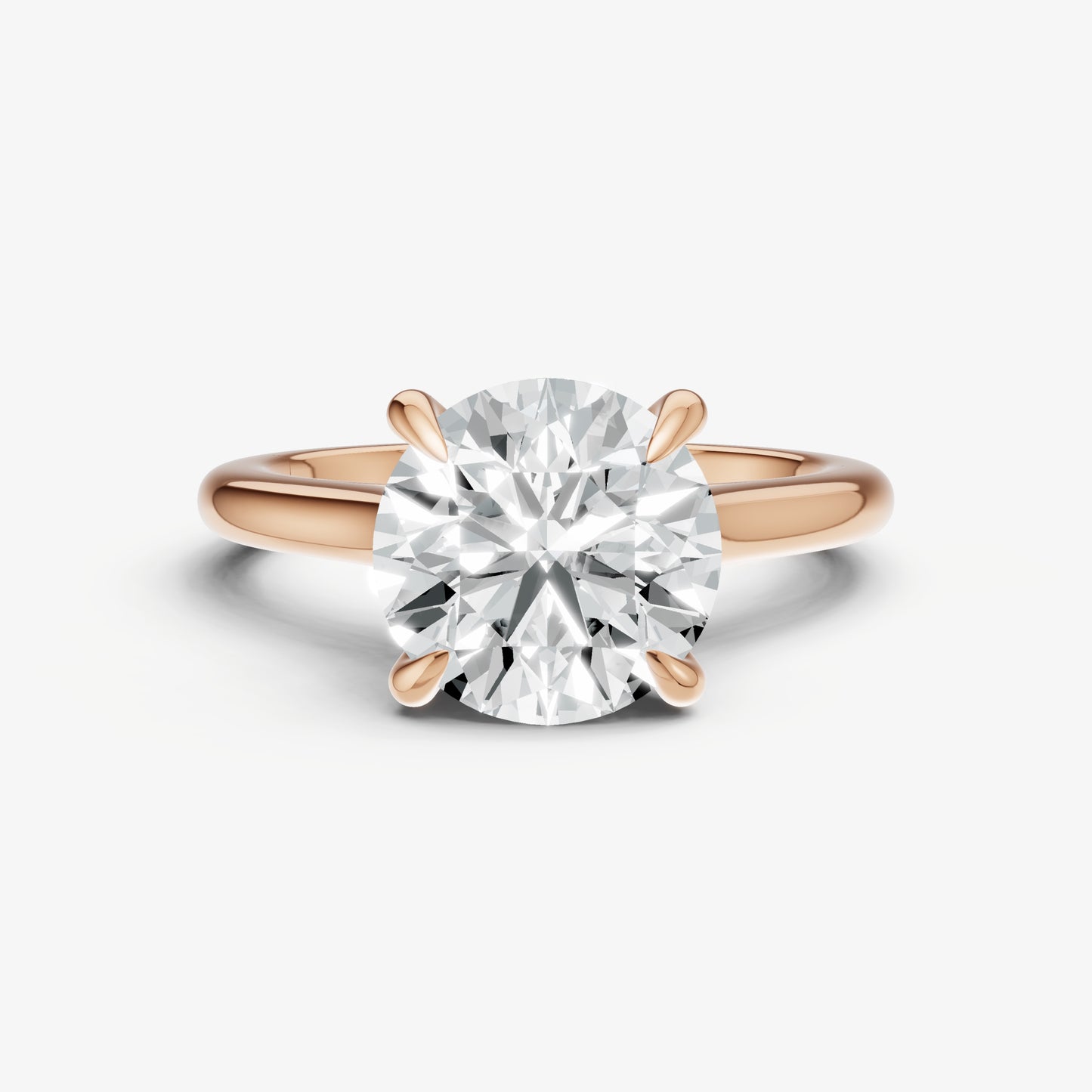 Round Cathedral Set Solitaire Engagement Ring with Hidden Halo
